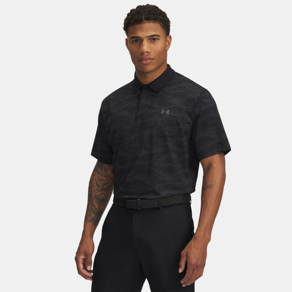 Under Armour Drive Chill Printed Polo Black Anthracite Castlerock