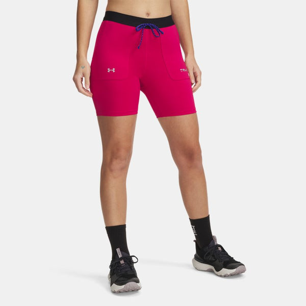 Under Armour Trail Run Fitted Shorts Shaded Fuchsia Black Reflective