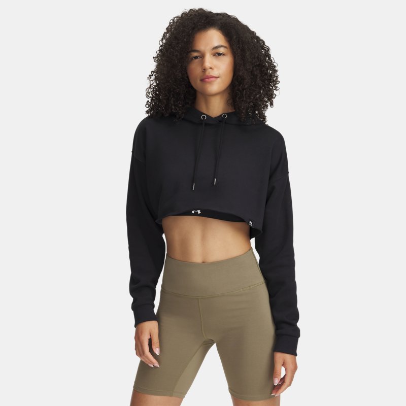 Under Armour Icon Terry Crop Hoodie Black White