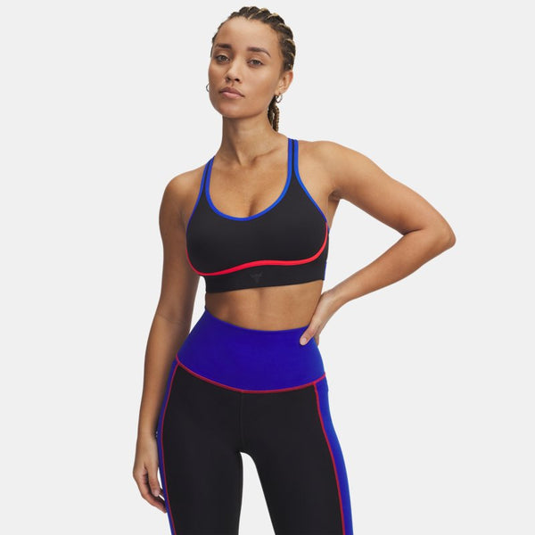 Under Armour Project Rock Mid Sports Bra Black Team Royal Black A-C