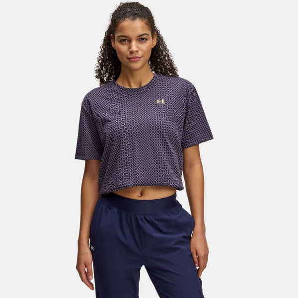 Under Armour Heavyweight Holiday Short Sleeve Midnight Navy Purple Prime Metallic Gold