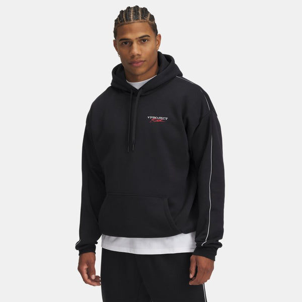 Under Armour Project Rock Icon Fleece Hoodie Black Racer Red White