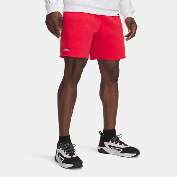 Under Armour Project Rock Icon Fleece Shorts Lava Red White