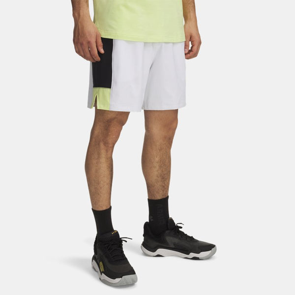 Under Armour Zone " Woven Shorts White Black Sonic Yellow