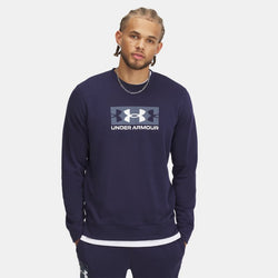 Under Armour Rival Terry Logo Crew Midnight Navy Downpour Gray White