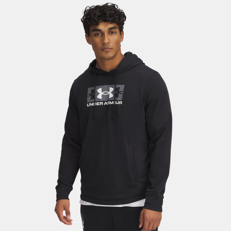 Under Armour Rival Terry Logo Hoodie Black Castlerock White