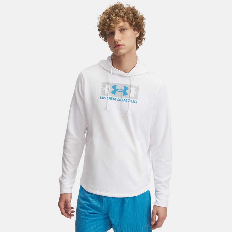 Under Armour Rival Terry Logo Hoodie White Mod Gray Ether Blue