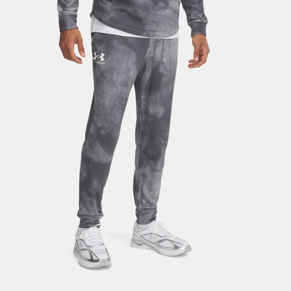 Under Armour Rival Terry Printed Joggers Castlerock Onyx White