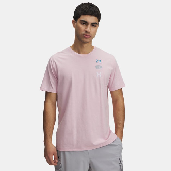 Under Armour EVOL Logo Short Sleeve Prime Pink Ether Blue White