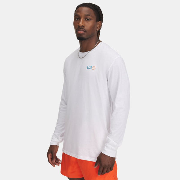 Under Armour Workwear Logo Short Sleeve White Ether Blue Blaze Orange