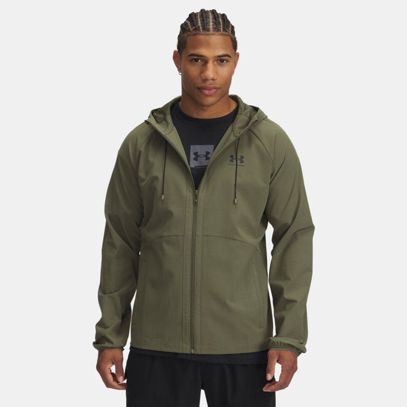 Under Armour Stretch Woven Windbreaker Marine OD Green Black