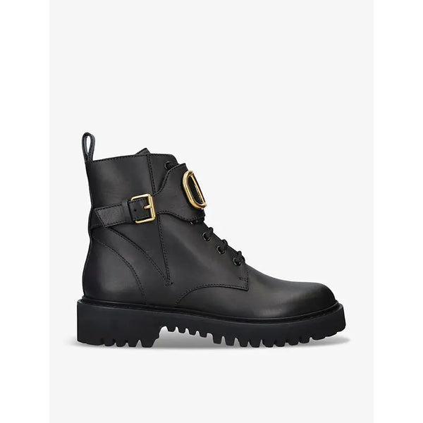 Valentino Garavani Logo-plaque leather ankle boots