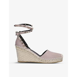 Valentino Garavani Rockstud leather espadrille wedges | LYBSTORE