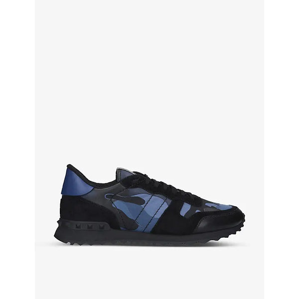 Valentino Garavani Studded camouflage-print leather trainer