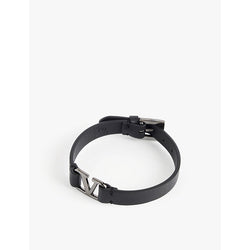  Valentino Garavani V-logo logo-charm leather bracelet