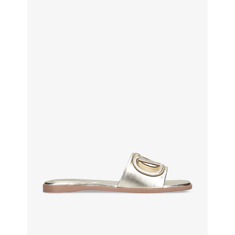 Womens Valentino Garavani VLOGO cut-out leather slides