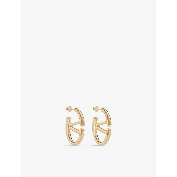 Womens Valentino Garavani VLOGO gold-tone metal hoop earrings