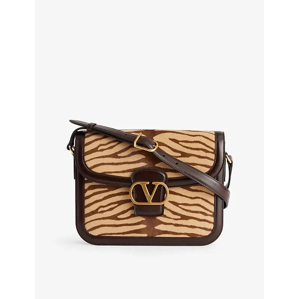 Valentino Garavani VLogo zebra-print leather shoulder bag | Valentino Garavani