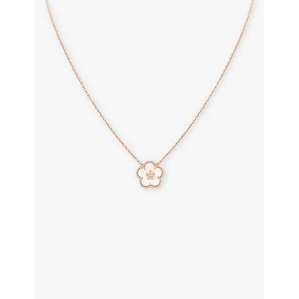 Van Cleef & Arpels Lucky Spring plum blossom 18ct rose-gold and mother-of-pearl pendant necklace