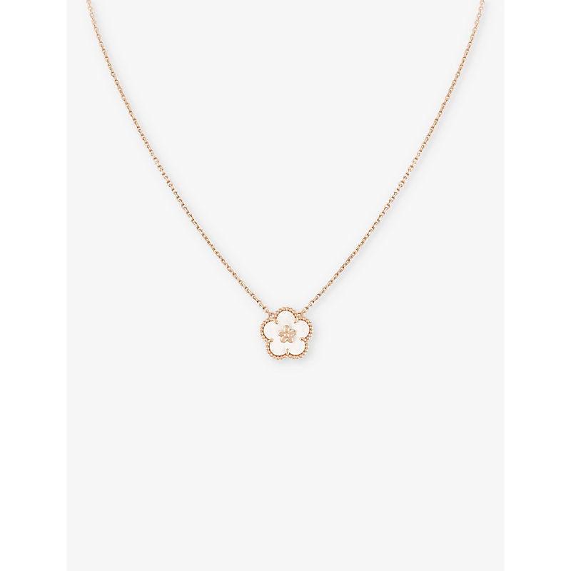 Van Cleef & Arpels Lucky Spring plum blossom 18ct rose-gold and mother-of-pearl pendant necklace