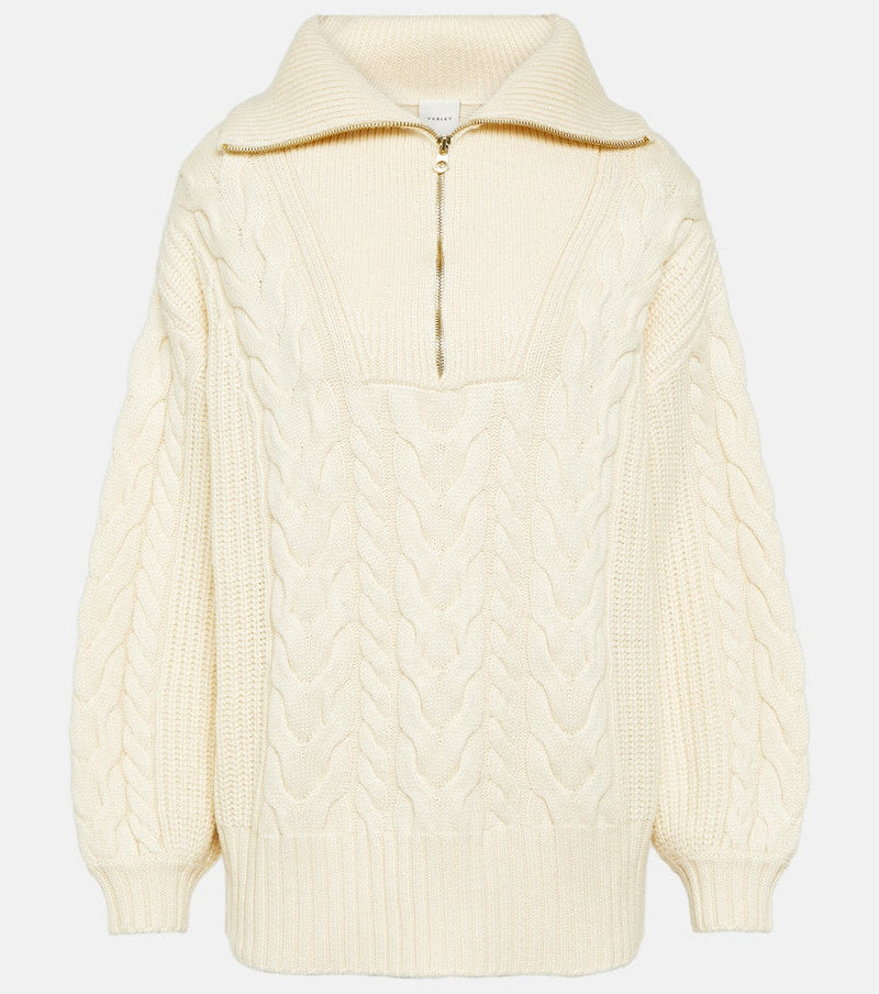 Varley Daria cable-knit half-zip sweater