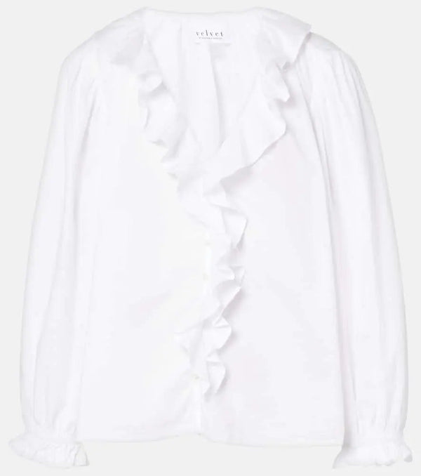 Velvet Cinthia ruffled cotton poplin blouse | LYBSTORE