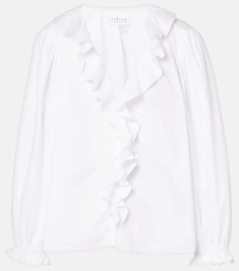 Velvet Cinthia ruffled cotton poplin blouse | LYBSTORE