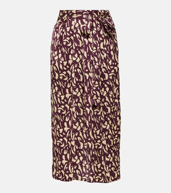 Velvet Juno printed satin midi skirt | LYBSTORE