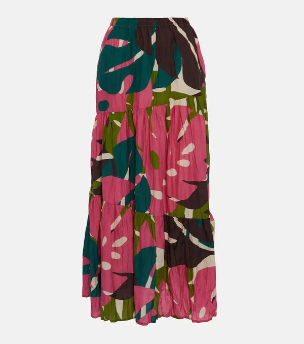 Velvet Lydia printed cotton and silk maxi skirt | LYBSTORE