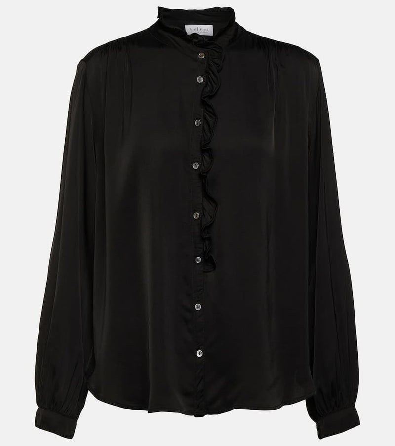 Velvet Ruffled satin blouse