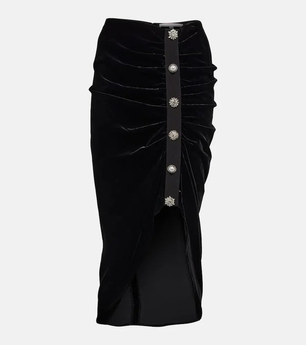 Veronica Beard Ari embellished velvet midi skirt | LYBSTORE