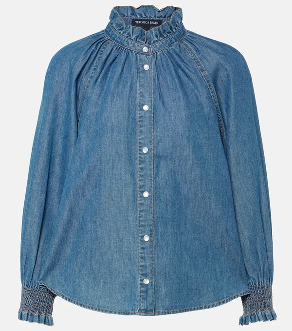 Veronica Beard Calisto ruched denim shirt | LYBSTORE