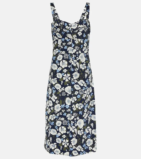 Veronica Beard Colleen floral linen-blend midi dress | LYBSTORE