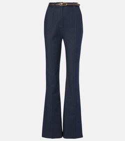 Veronica Beard Gracie belted high-rise bootcut jeans