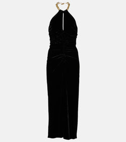 Veronica Beard Josette halterneck velvet midi dress