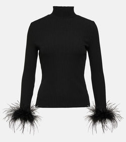 Veronica Beard Pierre feather-trimmed cotton-blend top