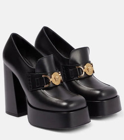 Versace Aevitas leather platform loafer pumps | LYBSTORE