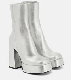 Versace Aevitas metallic leather platform ankle boots