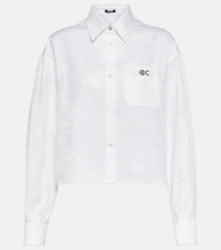 Versace Barocco jacquard cropped cotton shirt | LYBSTORE