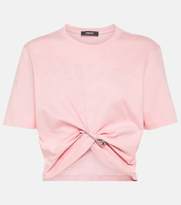 Versace Cropped cotton jersey T-shirt | LYBSTORE