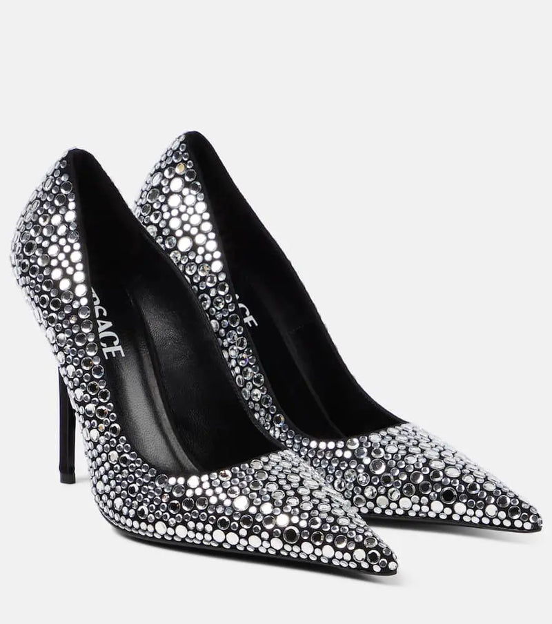 Versace Crystal-embellished leather pumps | LYBSTORE