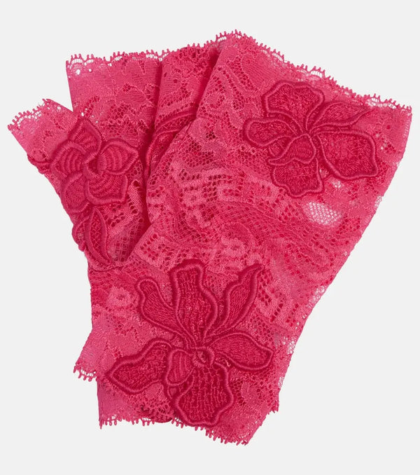 Versace Embroidered lace fingerless gloves | LYBSTORE