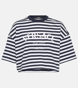 Versace L'Ancora striped cotton crop top | LYBSTORE