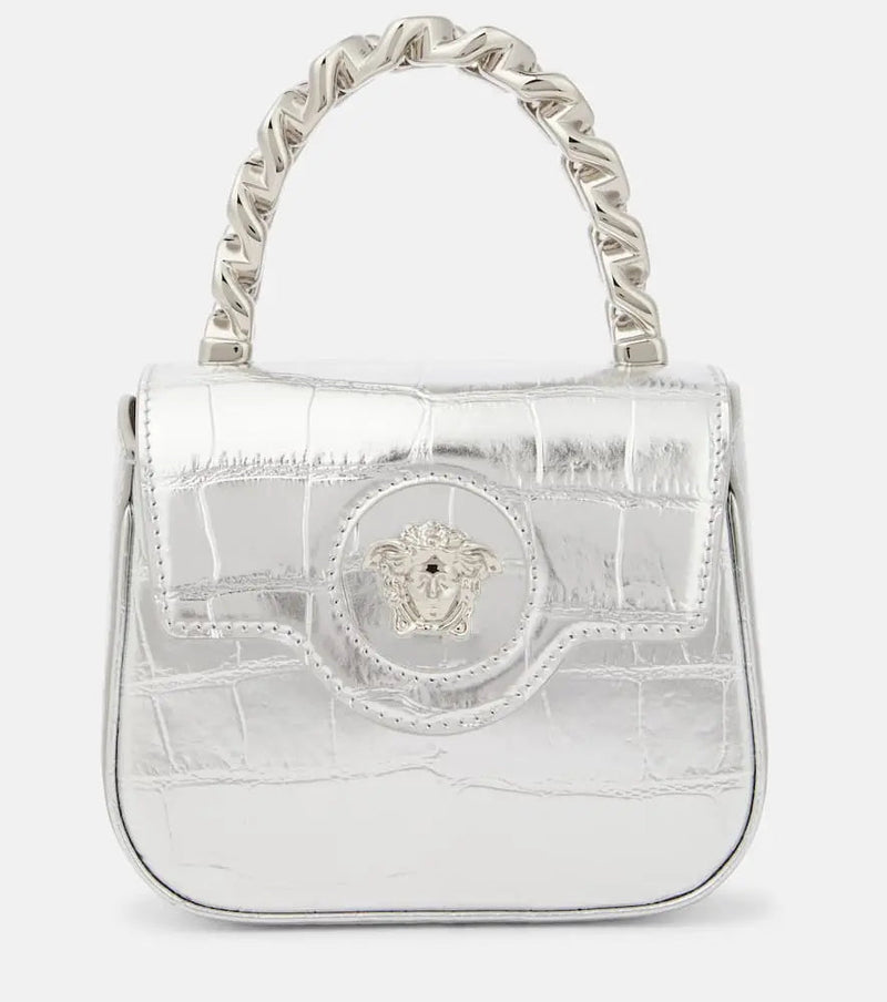 Versace La Medusa Mini metallic leather tote bag