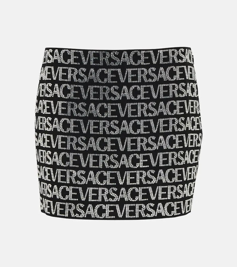 Versace Logo embellished miniskirt | LYBSTORE