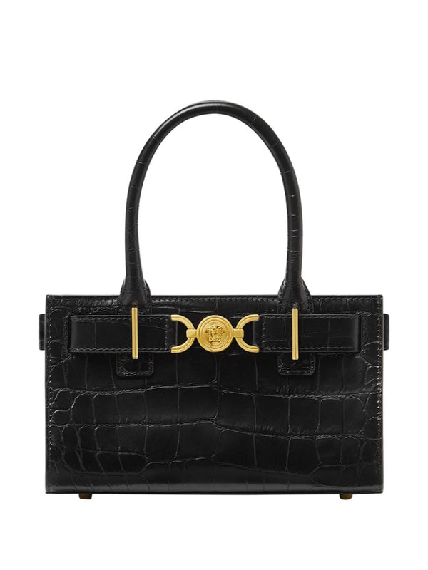 Versace Medusa '95 Small Croco Embossed Leather Tote Bag