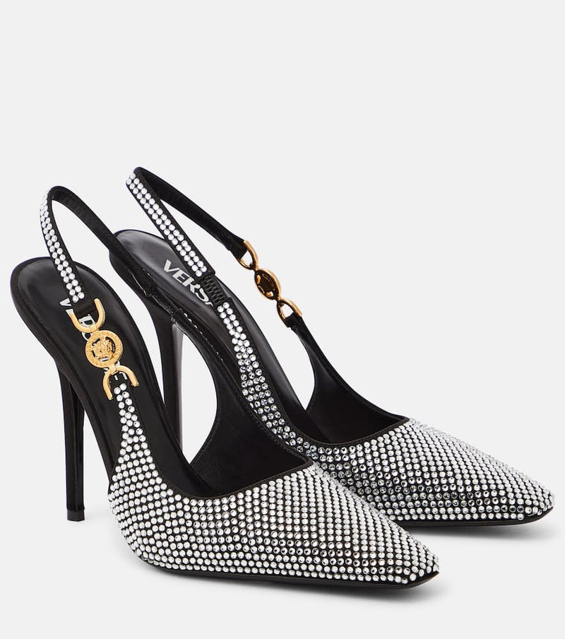 Versace Medusa '95 embellished slingback pumps