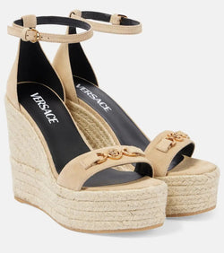 Versace Medusa '95 leather wedge sandals | LYBSTORE