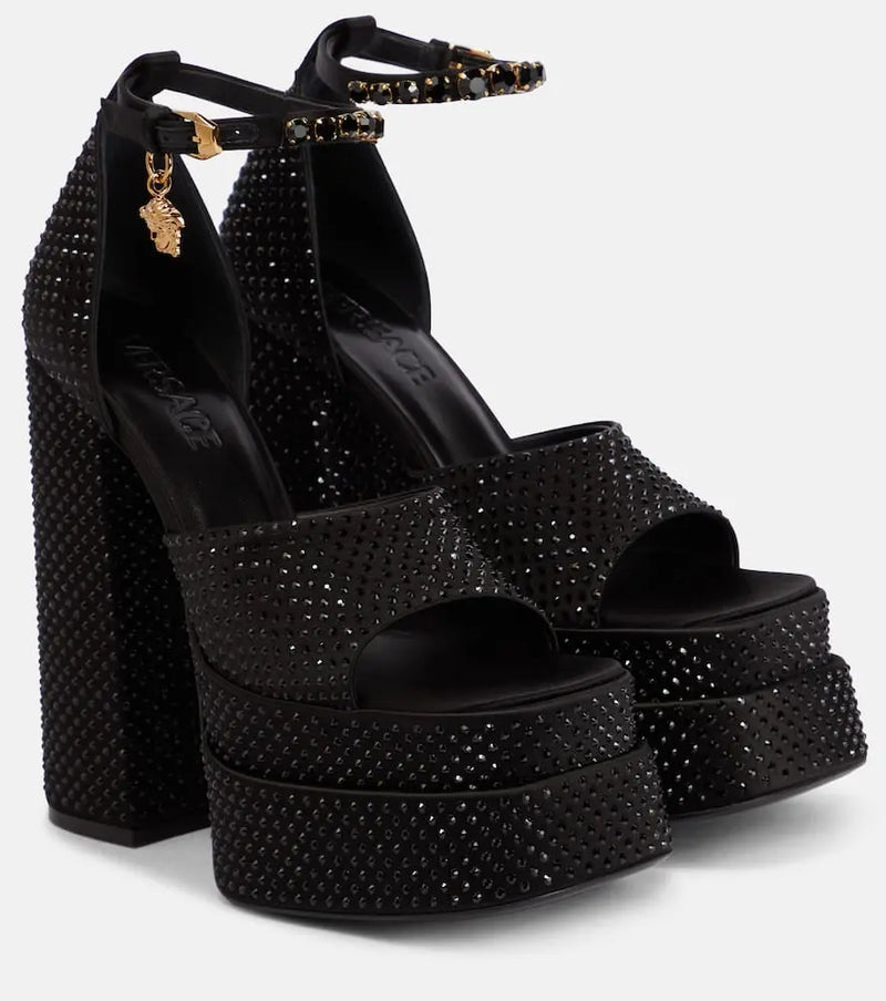 Versace Medusa Aevitas embellished platform sandals | LYBSTORE