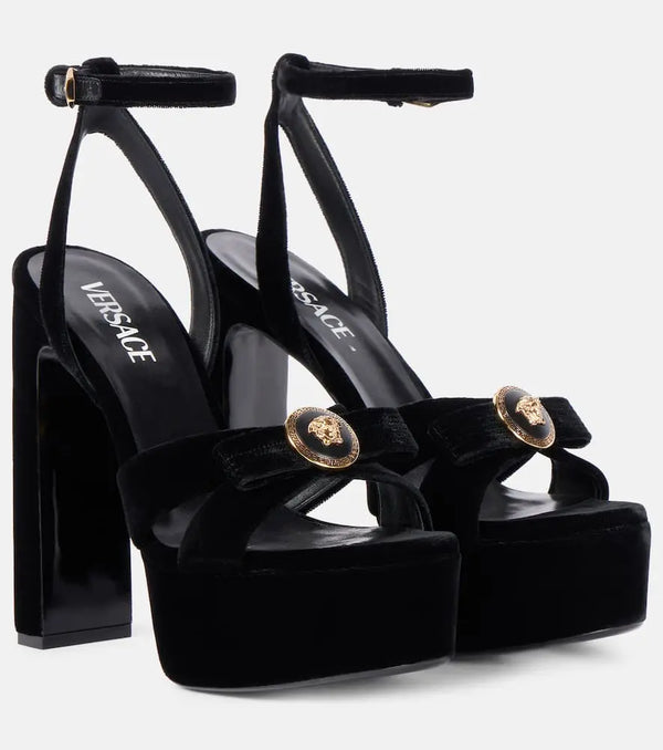 Versace Medusa velvet platform sandals